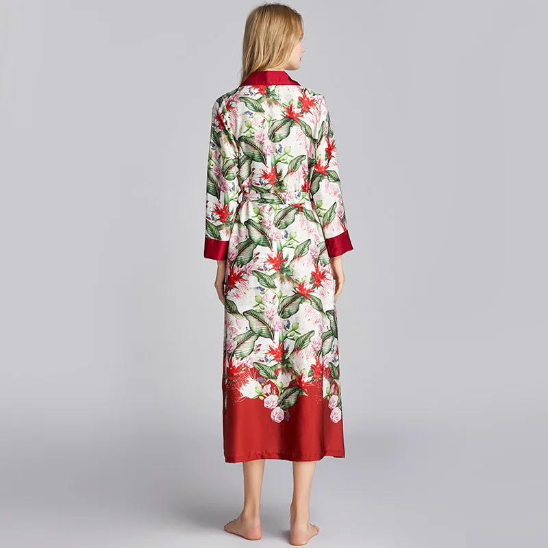 Создание 101 пижамы женские шелковые кимоно с принтом ночная рубашка тонкий