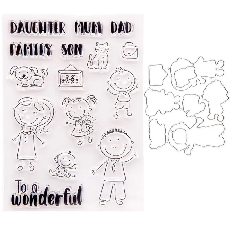 

Cutting Dies With Clear Stamp Of Family member Fet Family Handbooking Set dIY Scrapbooking Paper Embossing Stencil Painting Seal
