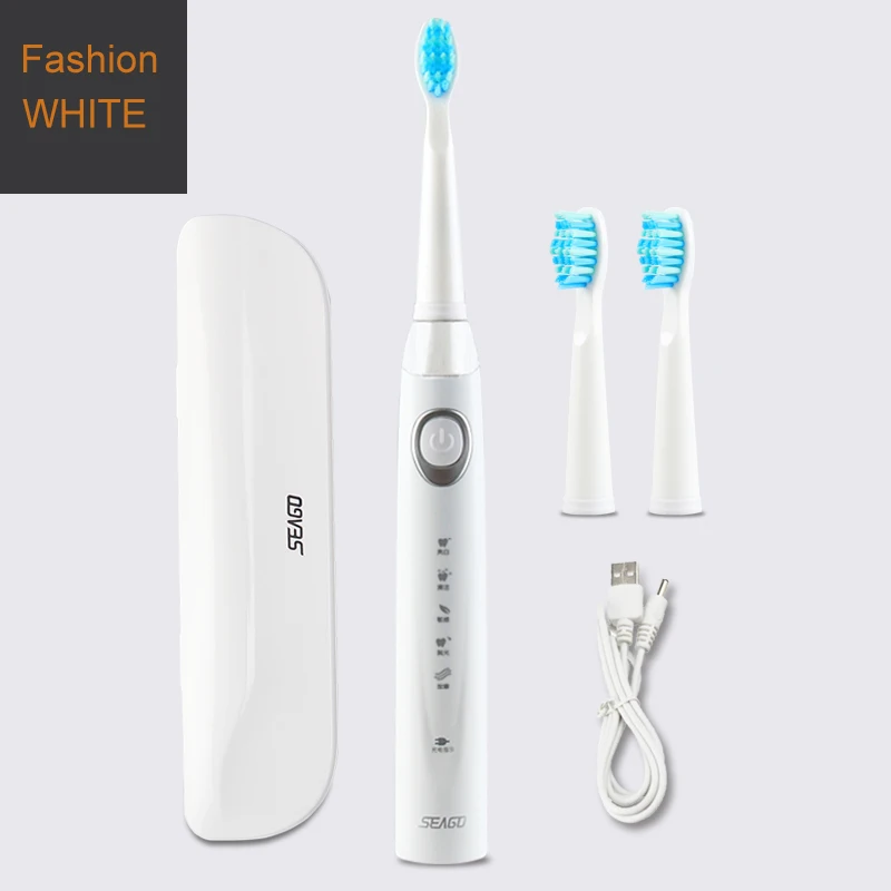 White set SEAGO Стоматологическая зубная щетка электрическая щетка Ультразвуковая электрическая зубная щетка для Зубная щётка Портативный электрическая зубная щетка с чехол для путешествий автоматический электронный Зубная щётка - Цвет: White set