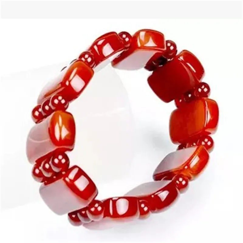 

Natural Red Agate Bracelet Hand String Beads Evil Year Of Fate