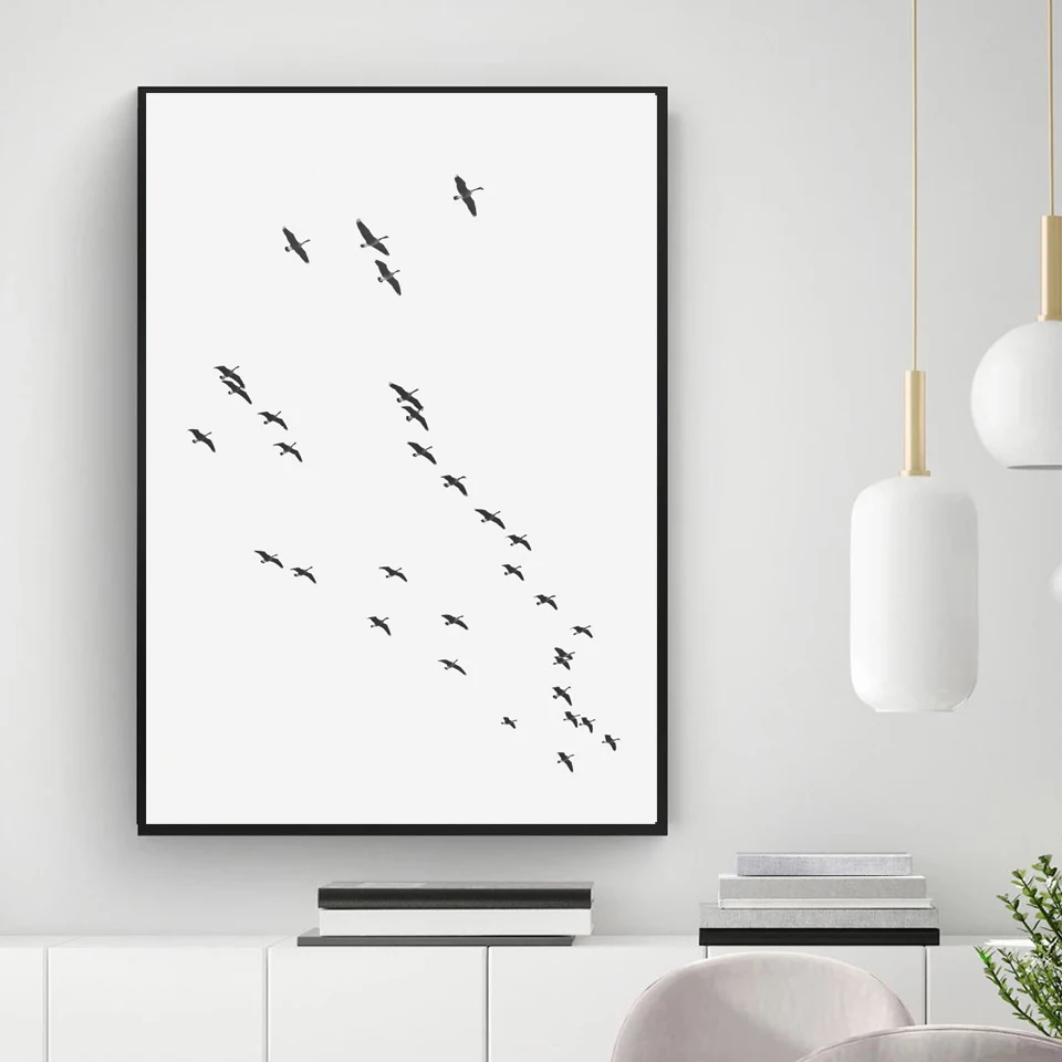 Трава холст скандинавский постер искусственная картина ландшафт летающая птица