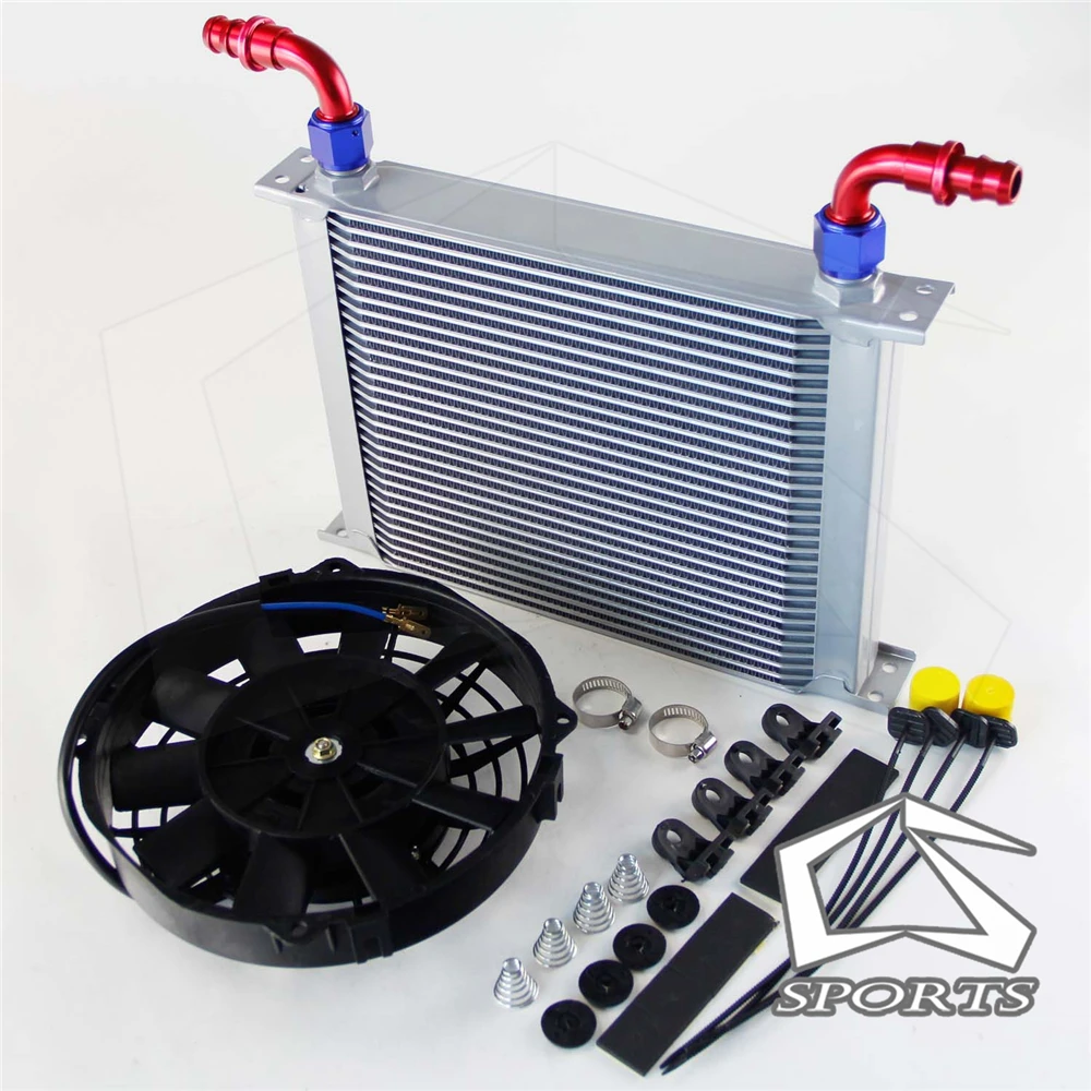 Универсальный 30 рядный масляный радиатор двигателя AN10 с фитингами + 7 дюймов