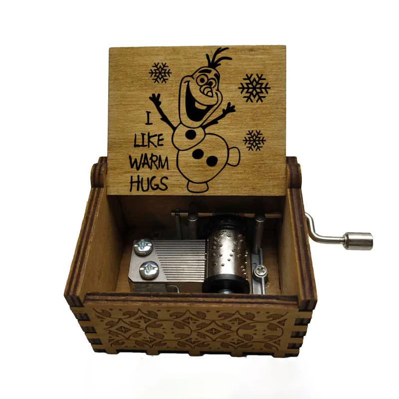 Деревянная музыкальная шкатулка с резьбой под старину Музыкальная принтом Let It Go