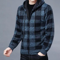 hooded jacket with hat soft texture comfortable men full zip up jacket coat for winter