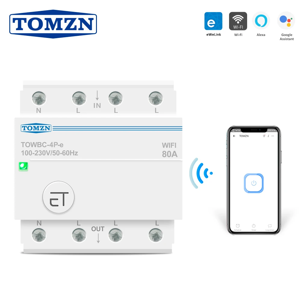 3 фазы 80A din рейка WIFI автоматический выключатель Умный переключатель