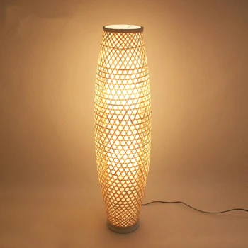 Southeast Asia Japanese Bamboo Wicker Rattan Shade Vase Floor Lamp Fixture Rustic Nordic Floor Light Corridor Fitting Luminaire