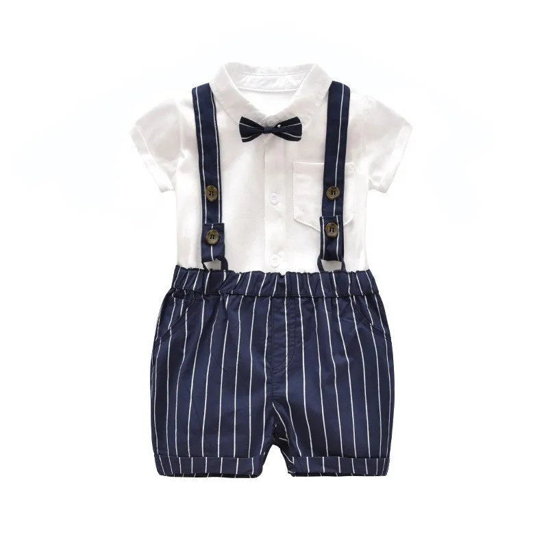 

Yg brand children's clothing 2021 summer new baby boy's strap pants bow tie one-piece two piece baby creeping suit