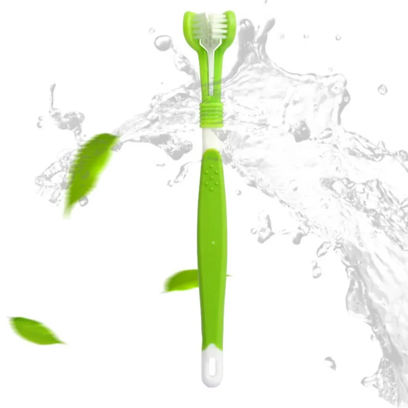 

Pet Toothbrush Three-Head Toothbrush Multi-angle Cleaning Addition Bad Breath Tartar Teeth Care og Cat Cleaning Mouth