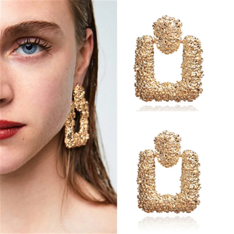 Новые модные женские большие золотые висячие серьги винтажные геометрические