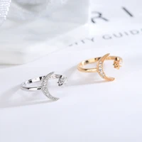 2021 fashion minimalist zircon moon star opening ring for charming women party bohemian jewelry cute gift jewlery for women