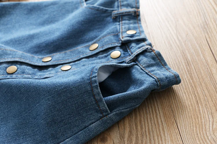 Thunderers/Летняя модная детская джинсовая юбка для девочек на пуговицах маленьких