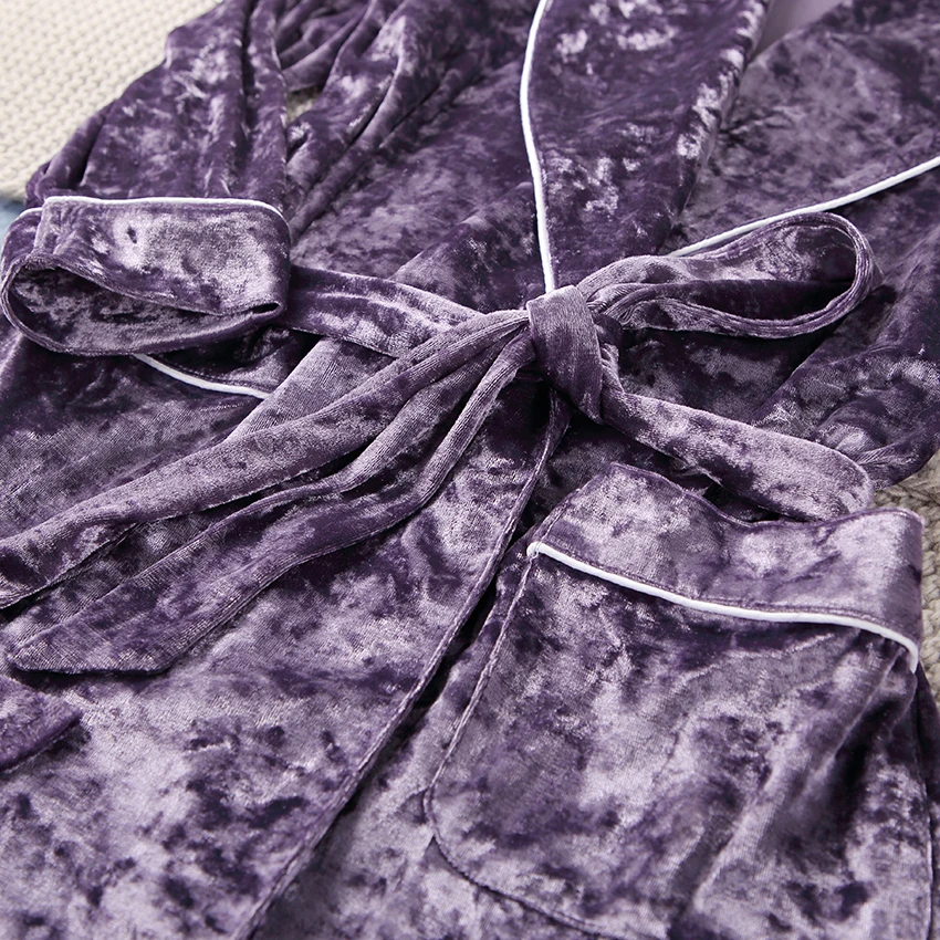 HiLoc фиолетовый бархатный Пижамный халат Женская пикантная одежда для сна зимний