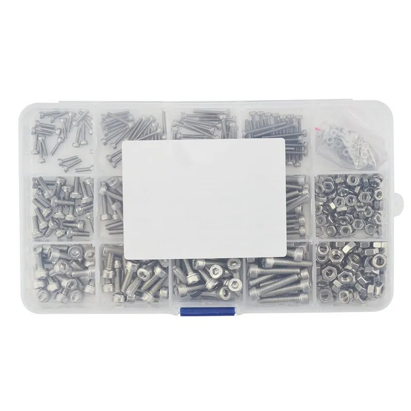 480 шт. Шестигранная головная крышка винты гайка комплект M2 M3 M4 нержавеющая сталь