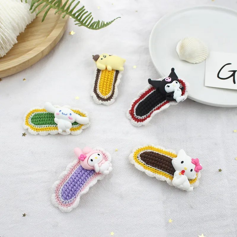 

KAWAII Sanriod мультфильм My Melody Cinnamoroll Kuromi Kitty плюшевая милая маленькая девочка с челкой клипса BB клипса головной убор девушки подарки