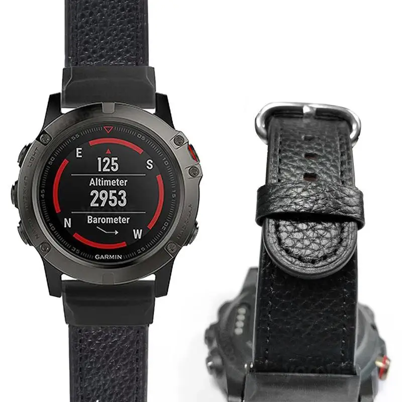 Кожаный ремешок для часов Fenix 5X/Fenix 6X браслет из нержавеющей стали 26 мм Garmin 5X Plus/Fenix