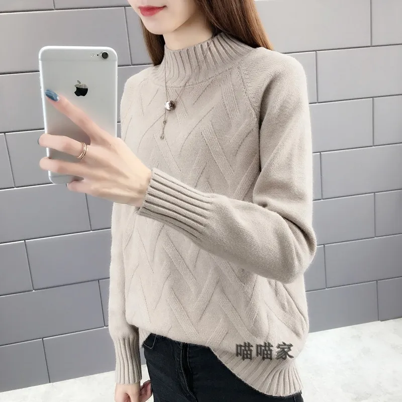 Женский толстый теплый свитер с высоким воротником белый и желтый джемпер