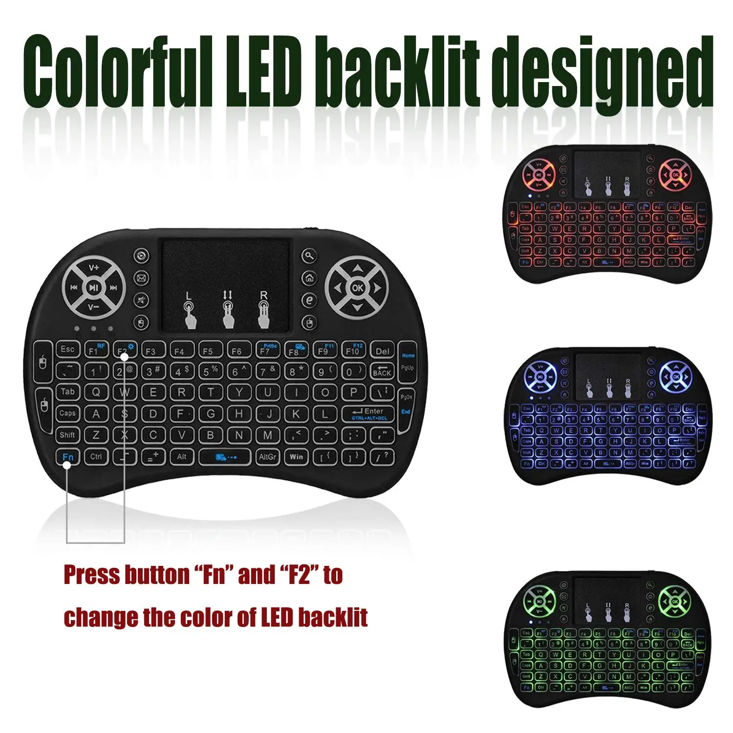2.4G I8 Mini Keyboard Wireless Keyboard Backlit Air Mouse English Russian Spanish French Remote Control for Android TV BOX