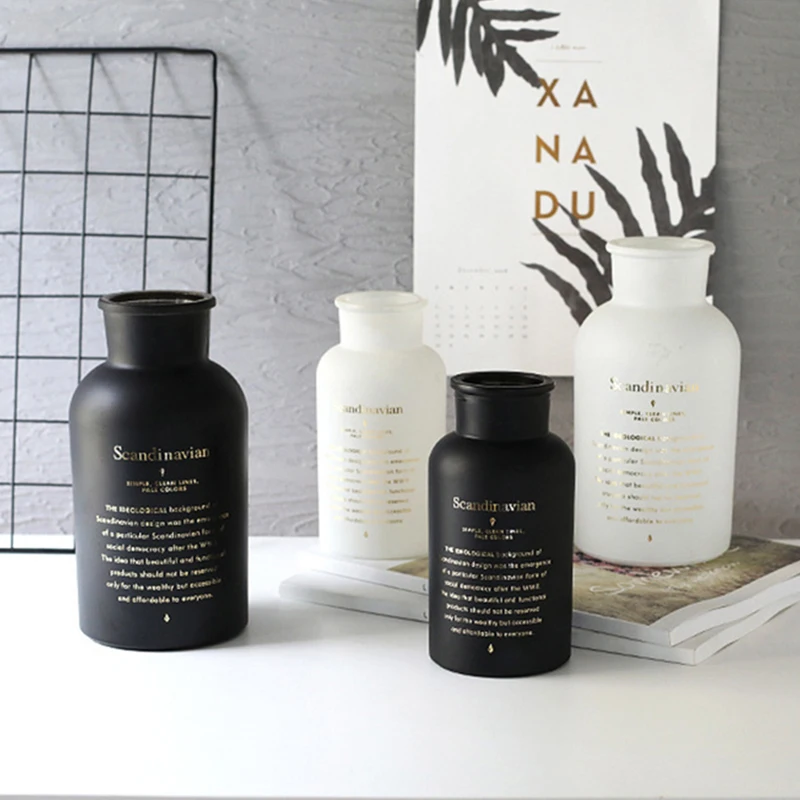 Ваза в скандинавском стиле керамическая стеклянная черная ваза для украшения