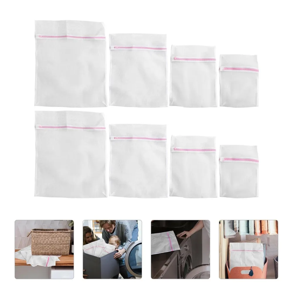 

8Pcs Mesh Laundry Bag Mesh Wash Bag Travel Storage Bag Clothing Washing Bag