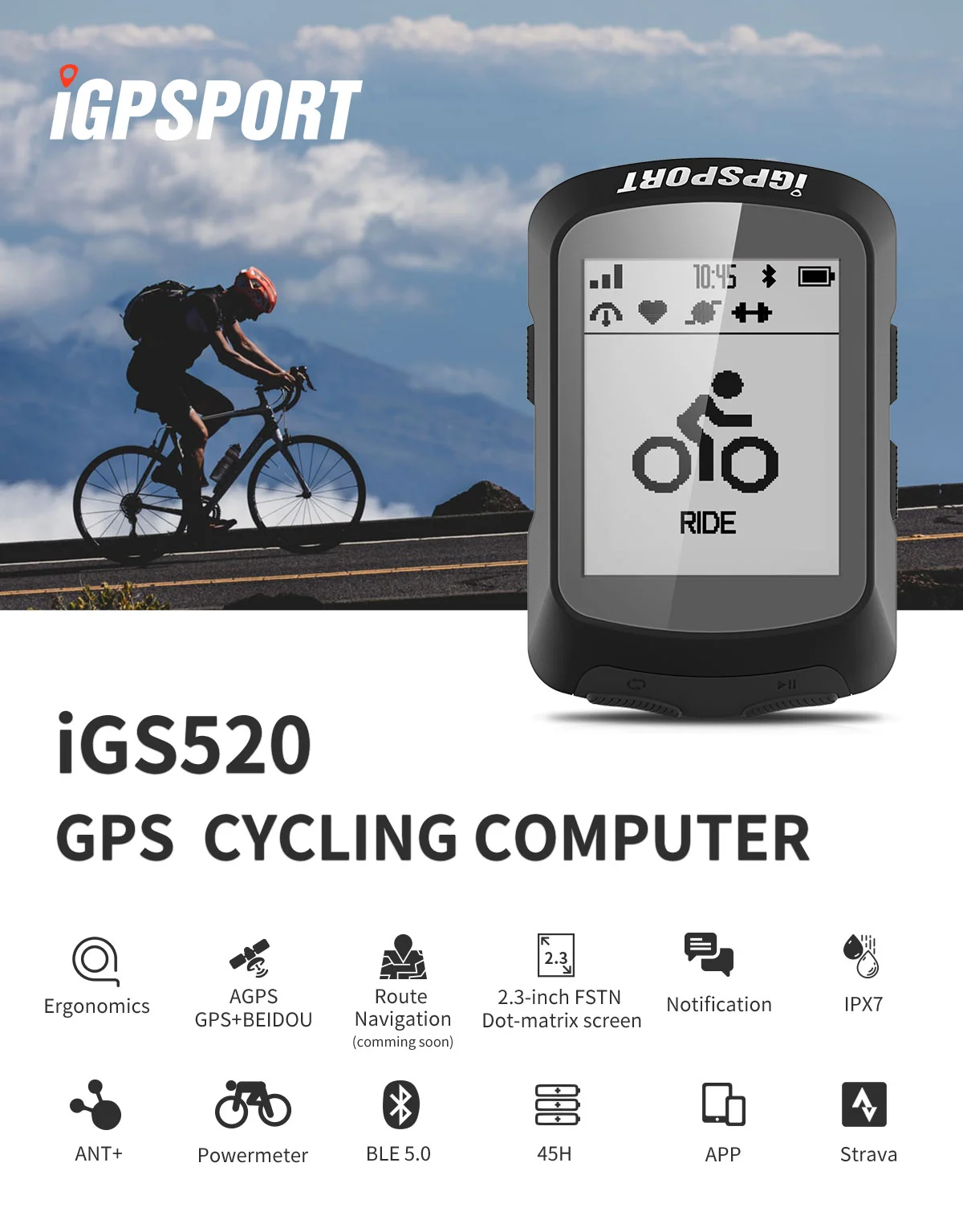 I GPS-порт IGS620 GPS велосипедный компьютер беспроводной IPX7 водонепроницаемый