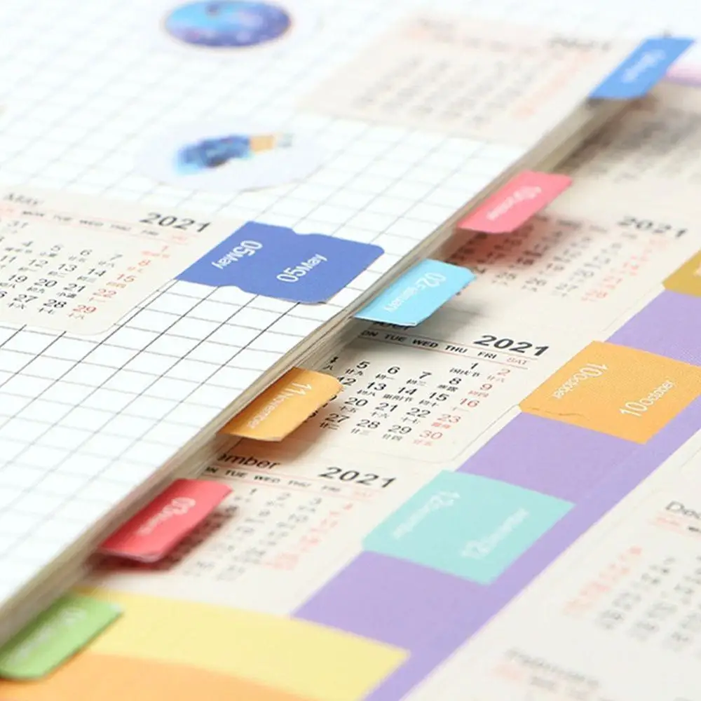 

2021 Year Colorful Paper Calendar Stickers Agenda Stationery Stickers Index Stickers Date Schedule E3P8