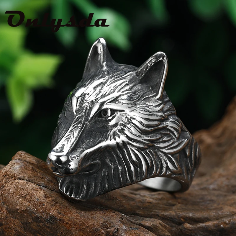 Stainless Steel Hight Quality Wild Wolf Head Biker Rings Mens Fashion Animal Viking Jewelry Cool Stuff Vintage Style Man Anel | Украшения и