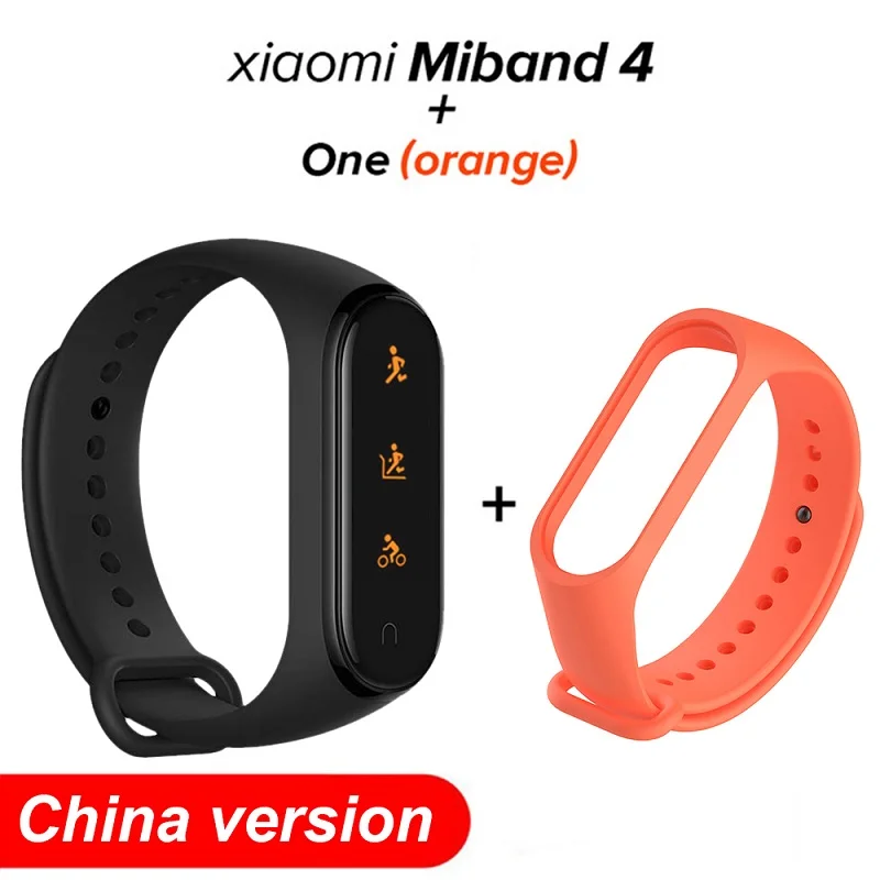 add Orange Strap Глобальная версия Mi Band 4, смарт-браслеты Miband 4, браслет, пульсометр, фитнес, 135 мА/ч, цветной, Bluetooth 5,0, спортивный, водонепроницаемый браслет - Цвет: add Orange Strap