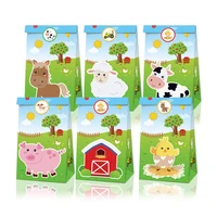 1set farm party paper candy bag 12 pcs and stickers 18 pieces candy bag for farm party gift bag holiday birthday candy bag