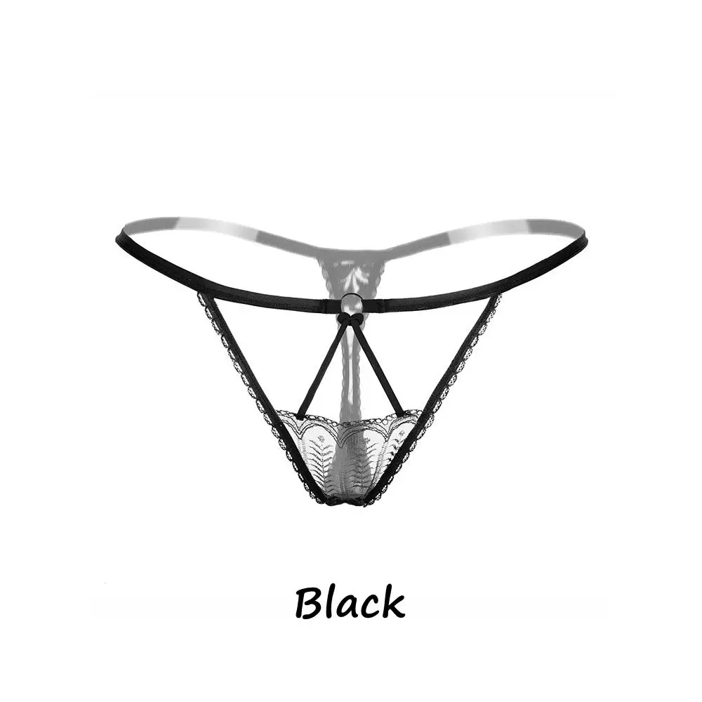 black Новинка, женское эротическое белье, сексуальные кружевные трусики с цветами, низкая талия, стринги, прозрачные, Т-образные, трусы, нижнее белье, летние трусы - Цвет: black
