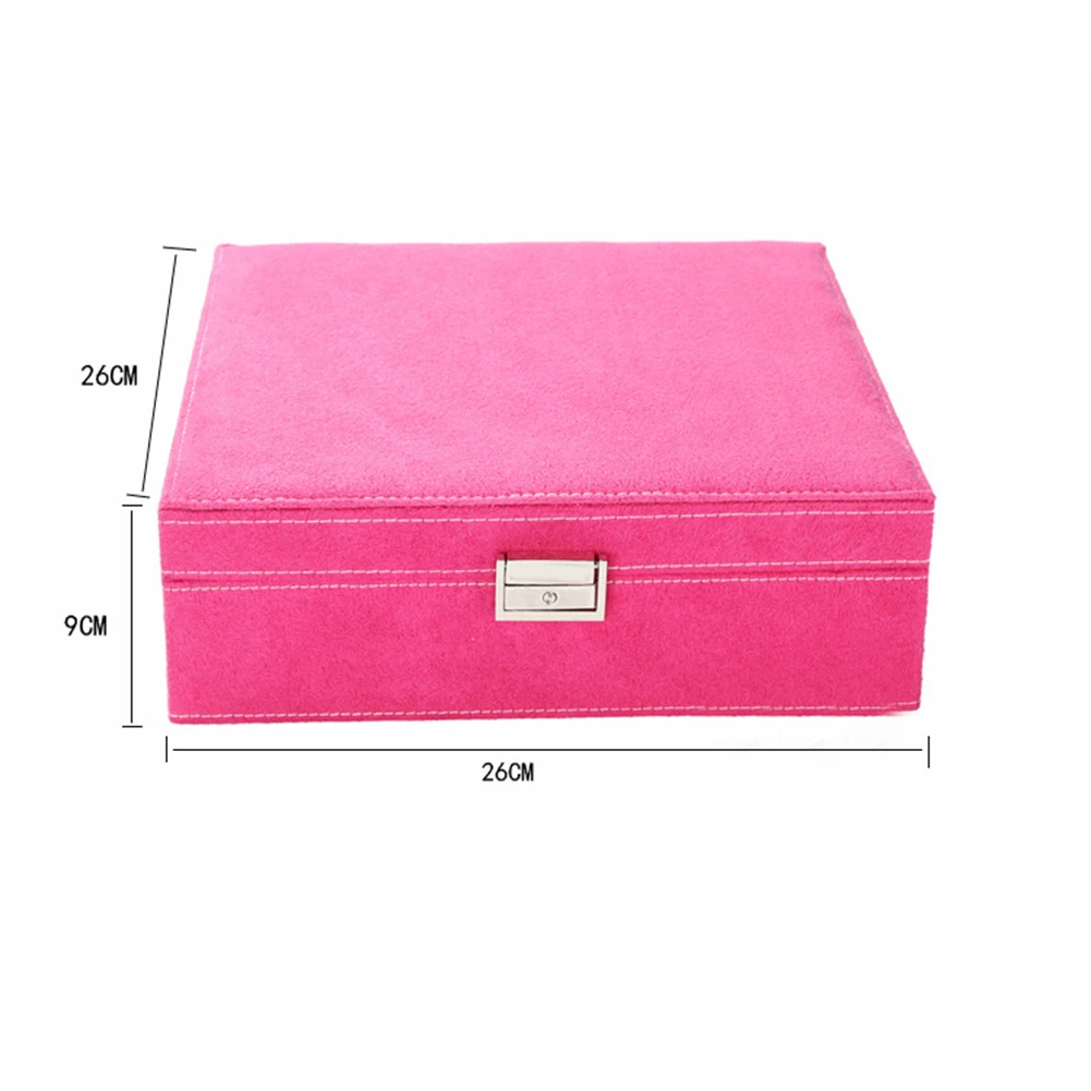 

Two Layers Lint Wooden Jewelry Box Organizer Display Storage Case with Lock High Capacity Multifunction Necklace Earring Storage