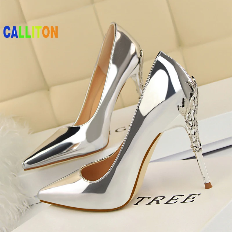 

CALLITON High Heels Women's Shoes 2021Autumn Wedding Shoes Bride Pointed Stiletto Fashion Sexy Metal Heel Nightclub Single Shoes