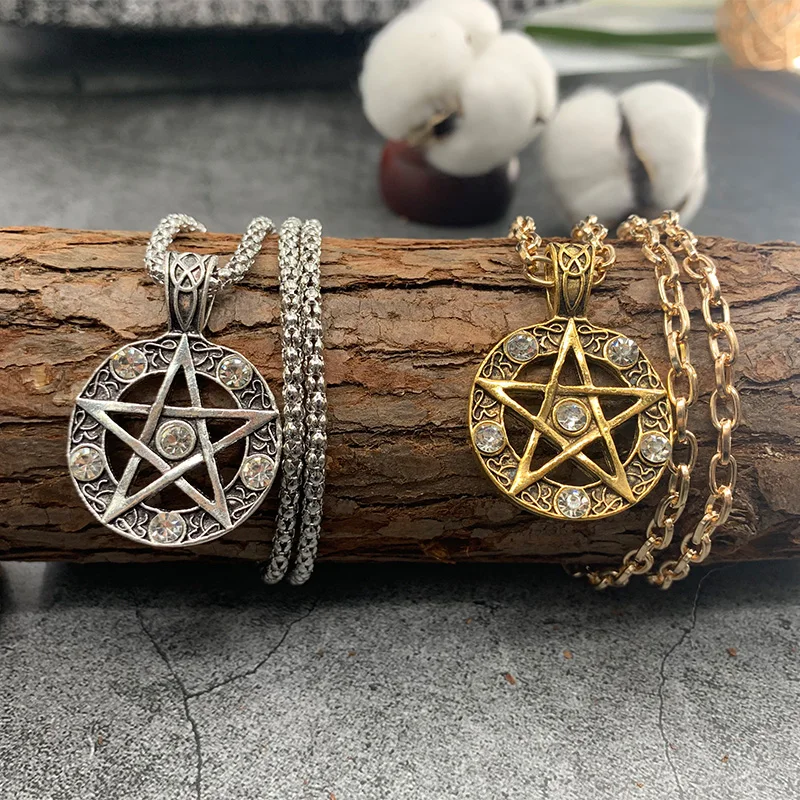 Винтажный талисман Wicca для мужчин и женщин ожерелье с подвеской из кубического