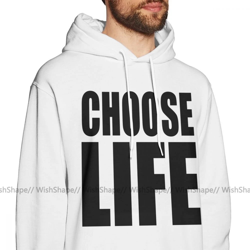 Choose Life Hoodie Hoodies Streetwear Mens Pullover Casual Long Sleeve Over Size Blue Cotton Warm | Мужская одежда