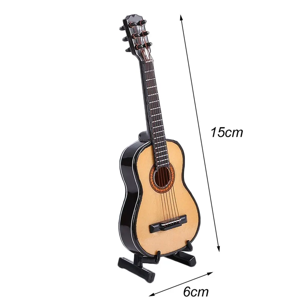 

Mini Miniature Wooden Wood Acoustic Guitar Musical Instrument Home Collection With Case for Home Beautiful Decoration Accessorie