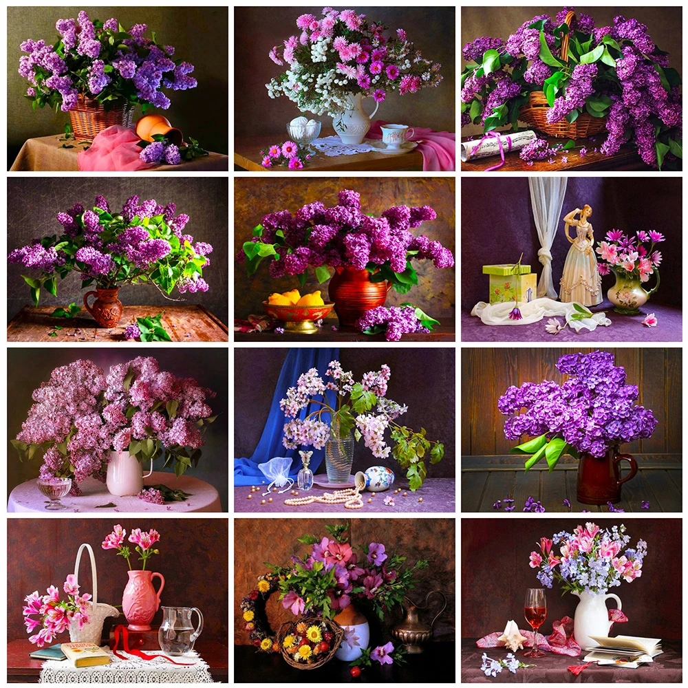 

Flower Vase Diamond Painting Lilac Full Square/Round Drill 5D DIY Diamond Mosaic Red Wine Embroidery Flower Handmade Hobby Gift