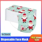 Детская одноразовая медицинская маска для лица, защитная трехслойная одноразовая маска с принтом, рождественские маски Санты, быстрая доставка