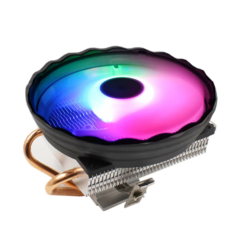 5-Colors 120mm RGB светодиодный кулер охлаждения процессора 2 heatpipe cpu вентилятор 3Pin ПК охлаждения 90 мм вентилятор радиатора для LGA/775/1158/1366/AM4/AM3/AM2+/AM2 - Цвет лезвия: 5-Colors 120mm