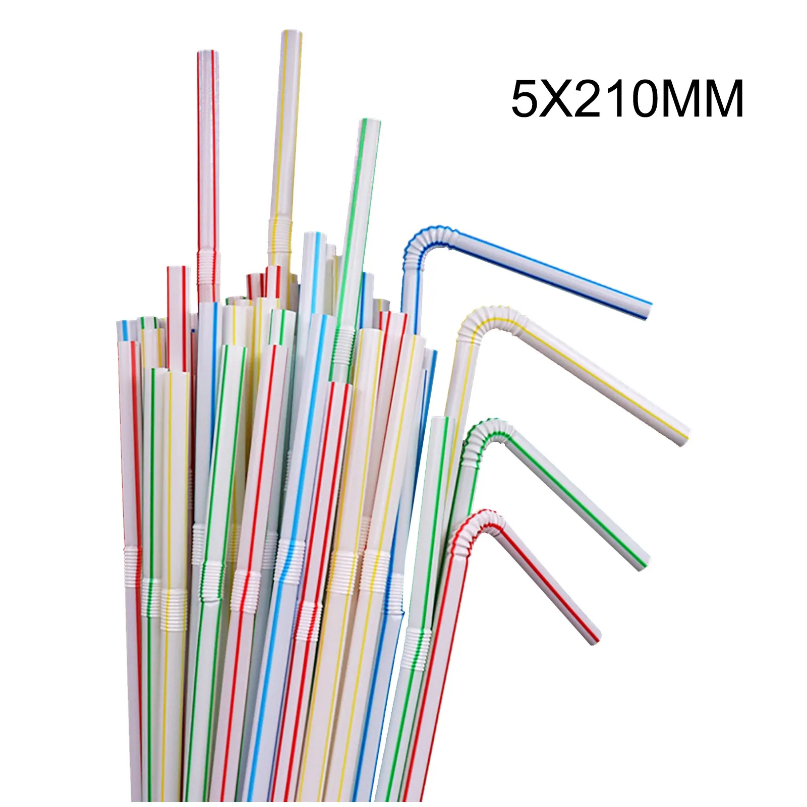 

1000pcs Plastic Drinking Straws 8 Inches Long Multi-colored Striped Bedable Disposable Straws Party Multi Colored Rainbow Straw