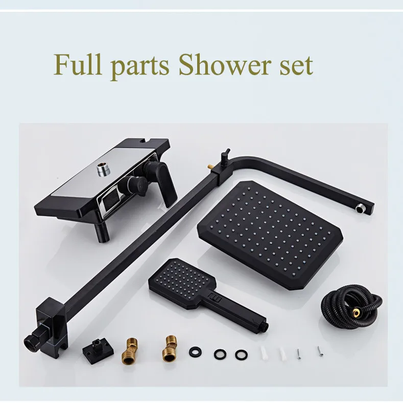 Black Gold Shower Set SDSN Quality Brass Bathroom Faucet 10 Inch Square Rainfall Head Digital Bath | Обустройство дома