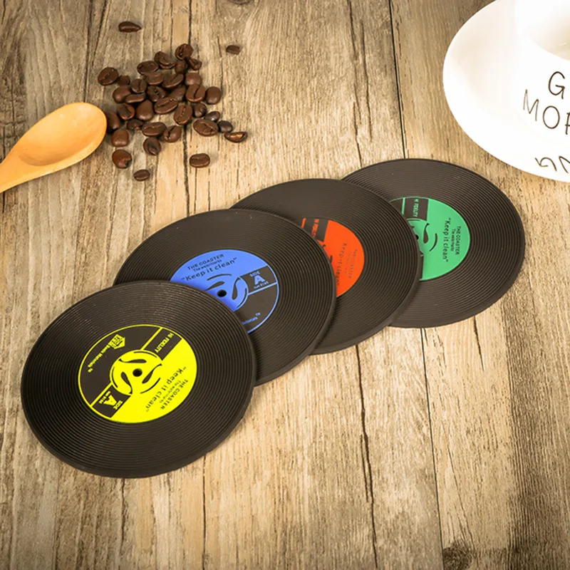 4 шт./компл. Ретро компакт дисков подставки для чашек с напитками коврик ПВХ
