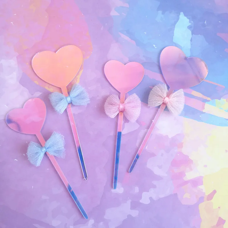 

Colorful Acrylic Wedding Cake Topper Love Heart Propose Cupcake Toppers Flags for Wedding Party Cake Decorations Baby Shower