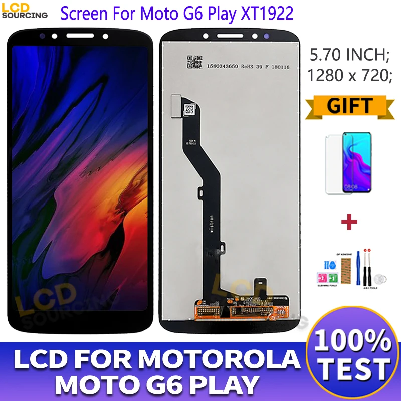 

ЖК-дисплей 5,7 дюйма для Motorola Moto G6 Play, ЖК-дисплей xt006, сенсорный экран с дигитайзером в сборе для Moto G6 play, экран с заменой и рамкой