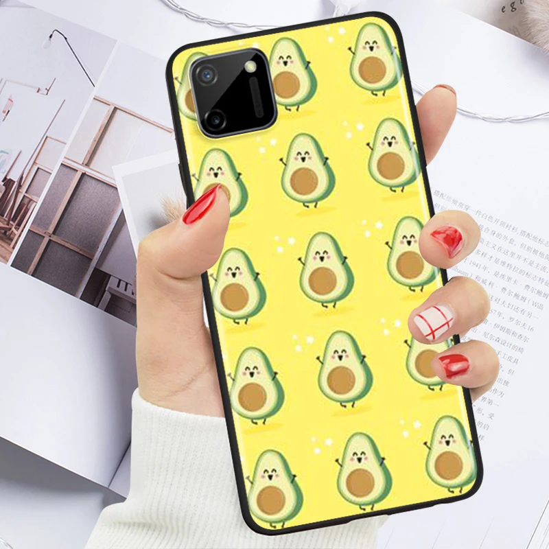 

Cute Cartoon Avocado Shockproof Cover for OPPO Realme7 7i 6 5 3 2 Pro C1 C2 Black Phone Case Shell Soft Fundas Coque Capa