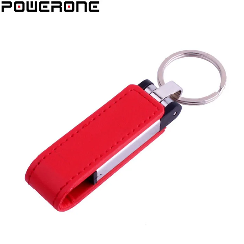 POWERONE оптовая продажа 3 цвета металлический кожаный брелок флеш-накопитель usb 64 ГБ