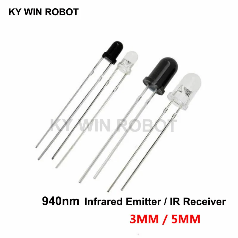 

3mm 5mm 940nm LEDs Infrared Emitter and IR Receiver Diode 10pairs Diodes