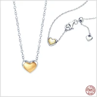 100 100 925 sterling silver golden love heart pendant women long chain necklace 2022 lady party wedding jewelrys luxury