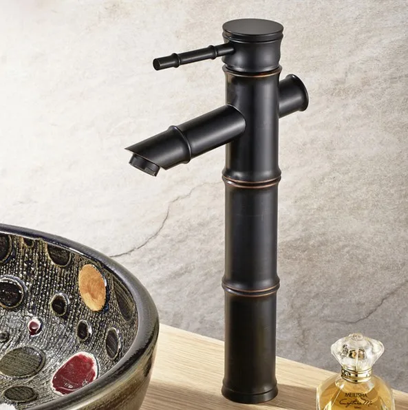 Бамбук Стиль Черный Масло втирают бронзовая античная латунь ванная раковина