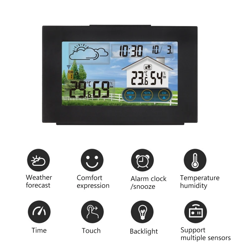 Погодная станция сенсорный экран беспроводной Измеритель температуры и