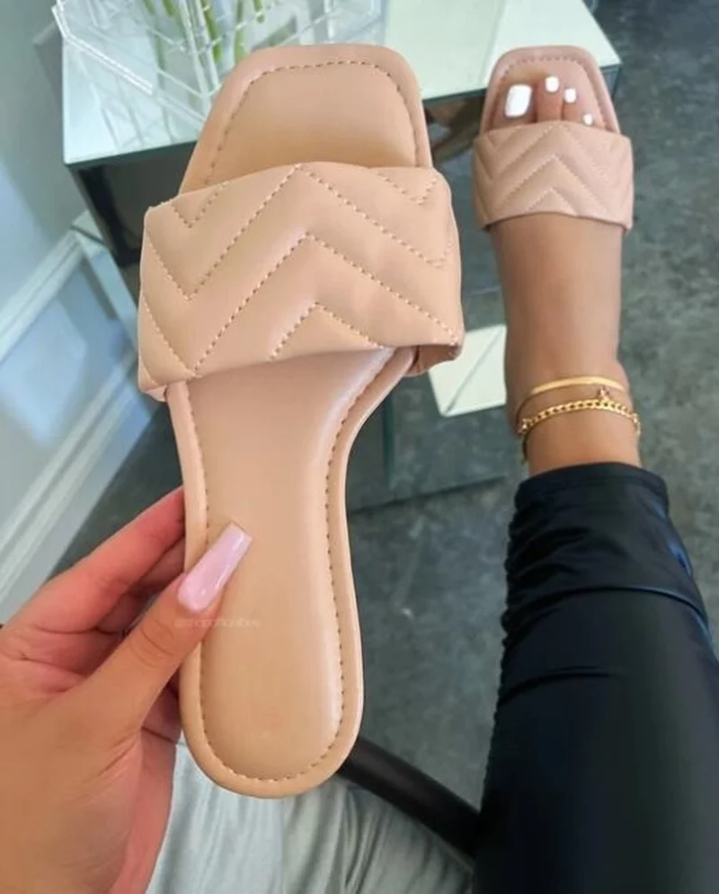 

Flats Shoes Women Designer Slides Chanclas Mujer Playa Dames Slippers Fashion Open Toe Casual Sandals Sandalen Dames 2021