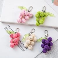 korean fruit grape keychains cute knitting wool vitis car key chain%c2%a0girl bag pendant keyring lovers gifts